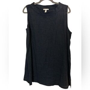 Eileen Fisher Puckered Organic Linen Mock Neck Tank sz L